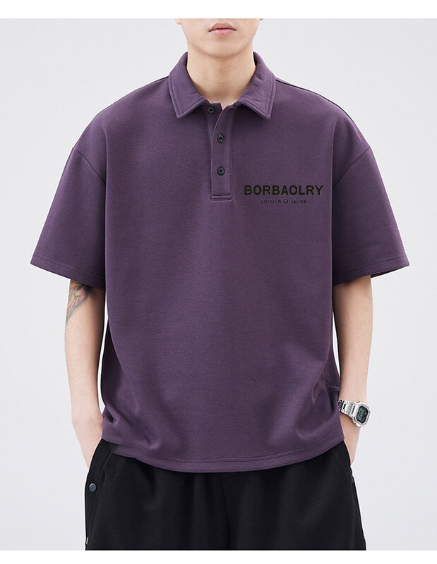 New Quarter-Color Lapel Short Sleeve Polo Shirt Đàn ông Casual Alphabet Embroidery Cotton T-Shirt Đàn ông