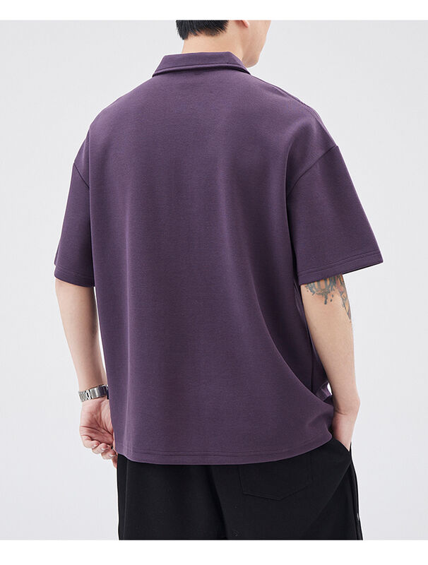 New Quarter-Color Lapel Short Sleeve Polo Shirt Đàn ông Casual Alphabet Embroidery Cotton T-Shirt Đàn ông
