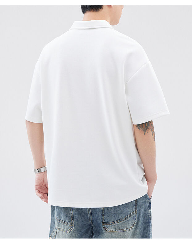 New Quarter-Color Lapel Short Sleeve Polo Shirt Đàn ông Casual Alphabet Embroidery Cotton T-Shirt Đàn ông